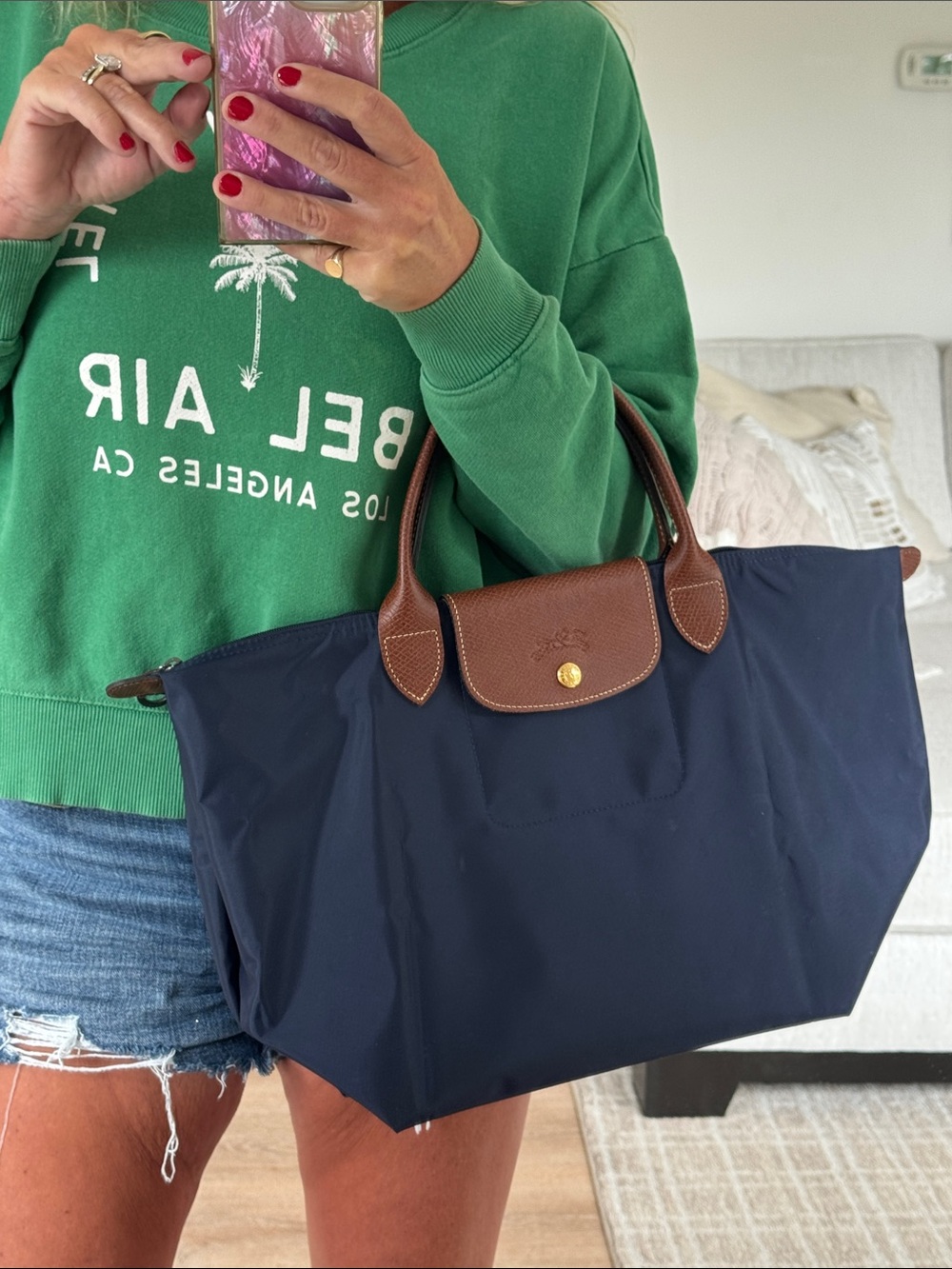 Longchamp LE PLIAGE ORIGINAL L TOTE BAG with short handles marine navy blue